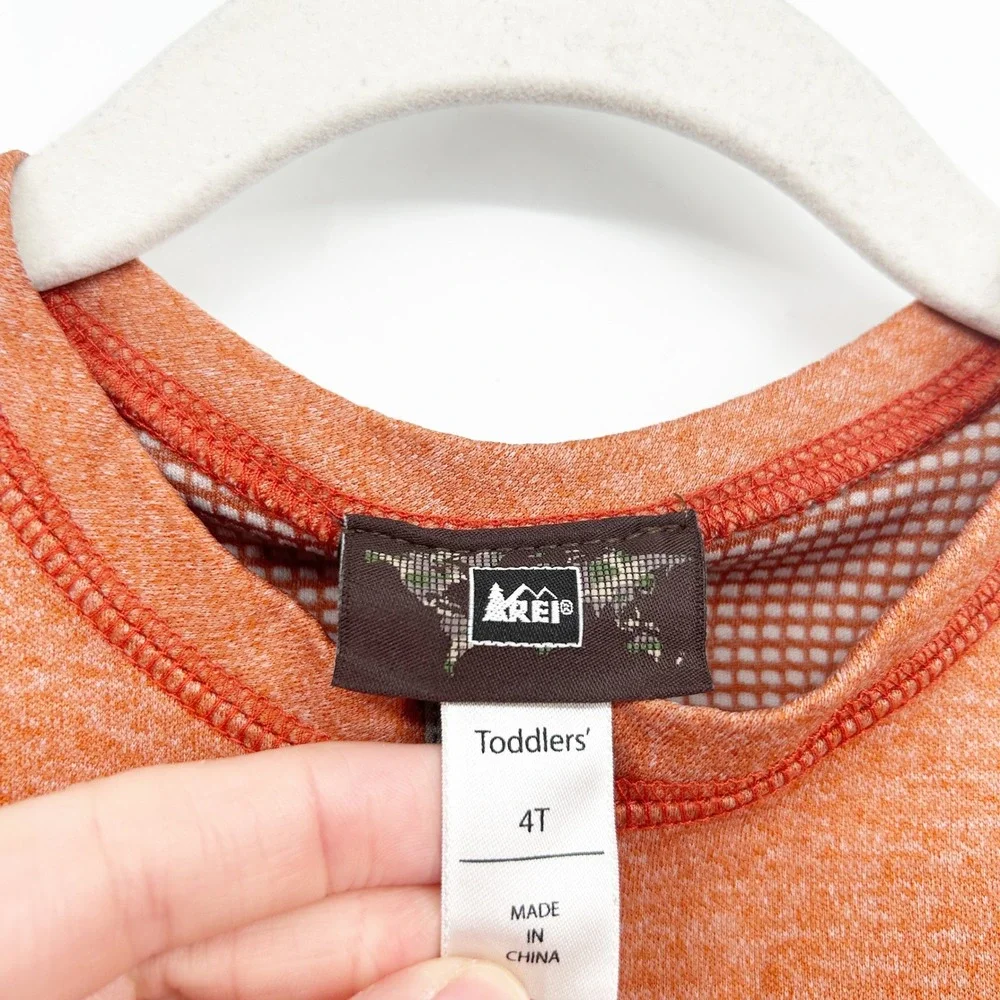 REI Toddler Boys Long Sleeve Snap Front Henley Outdoor Shirt Size 4T‎ Orange